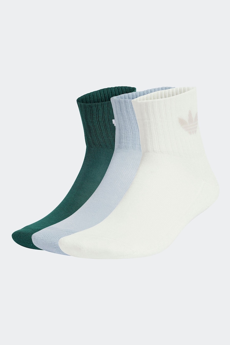 adidas Originals White Mid Ankle Socks 3 Pack - Image 1 of 1