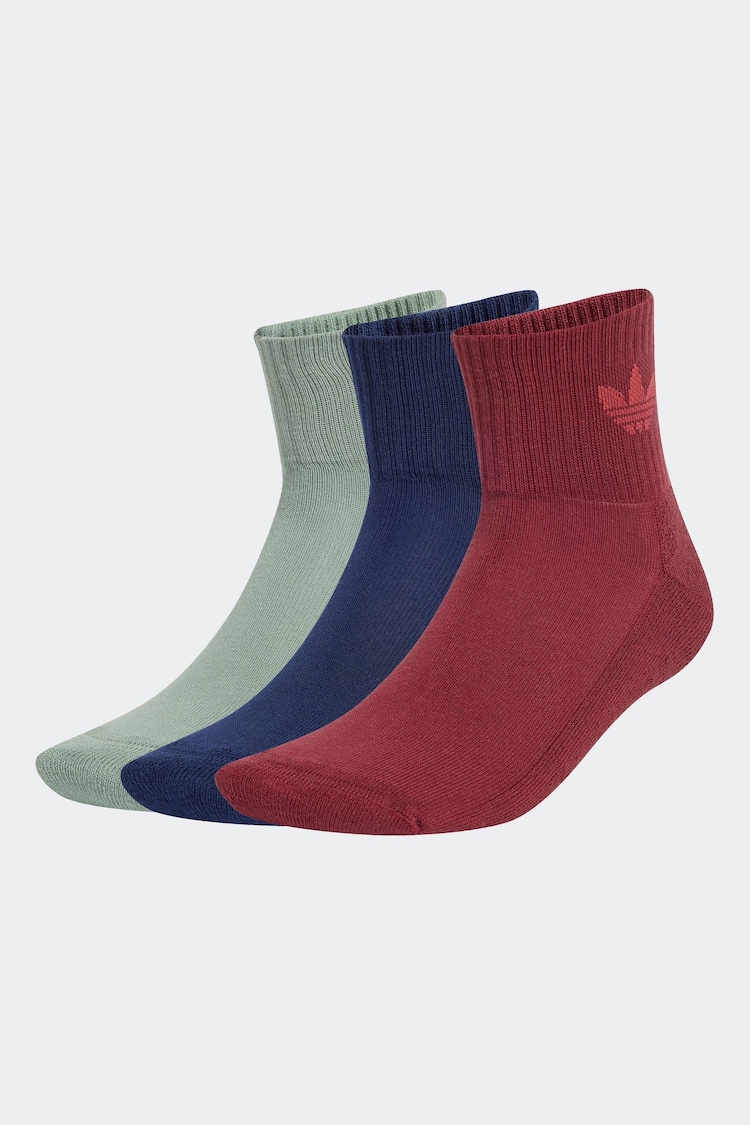 adidas Originals Red Mid Ankle Socks 3 Pack - Image 1 of 1