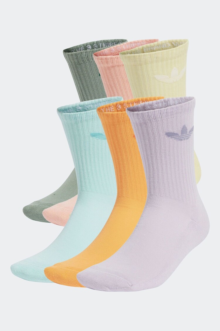 adidas Originals Green Trefoil Crew Socks 6 Pack - Image 1 of 1