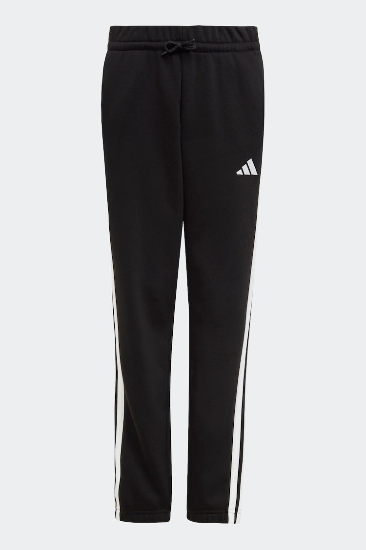 adidas Black 3 Stripe Fleece Joggers - Image 1 of 1
