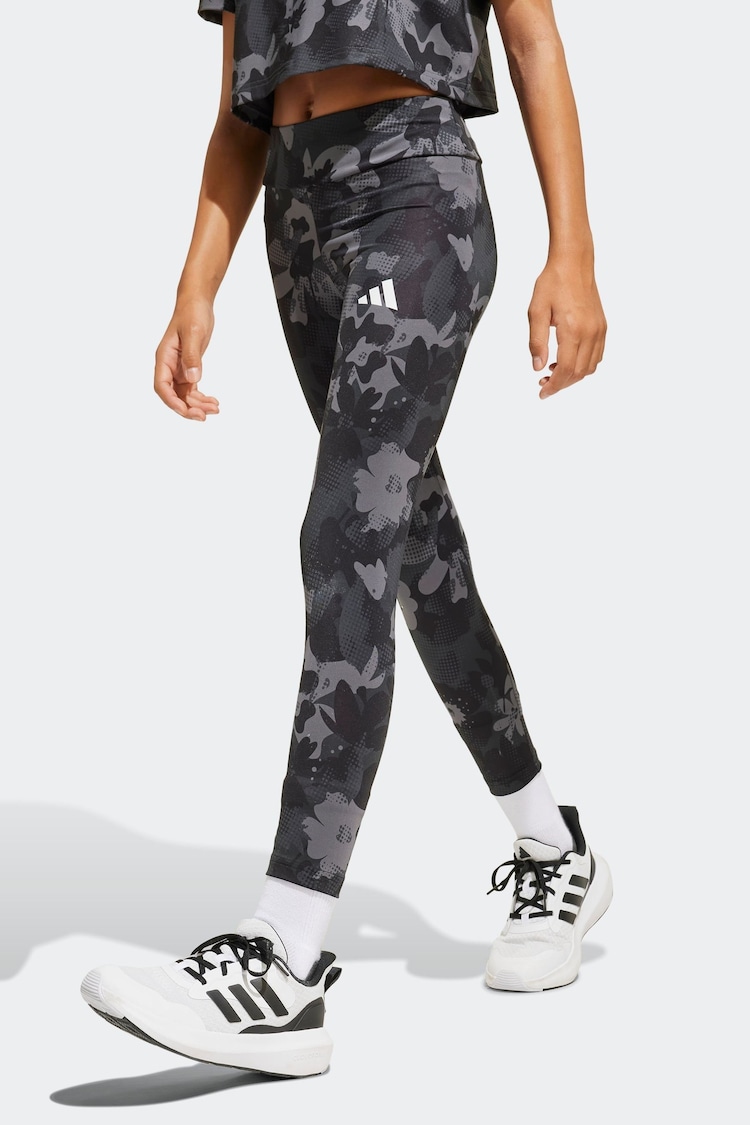 adidas Grey Train Essentials Flower Print Leggings - Image 1 of 1