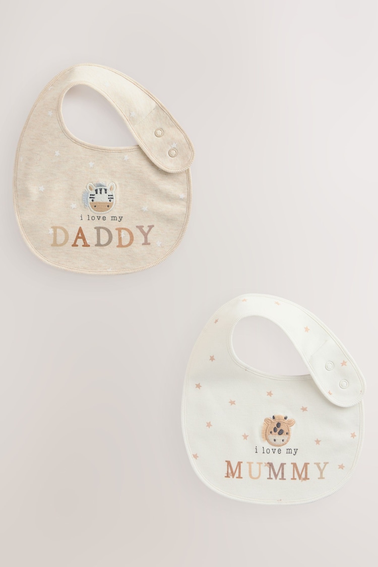 Neutral/Motiv - I Love My Mummy/Daddy Baby Bibs 2 Pack - Image 1 of 1