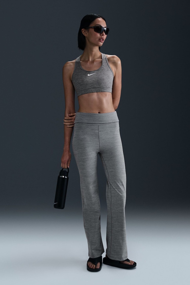 Nike Smoke Grey One High Waisted Fold Over Flared Leggings - Image 1 of 1
