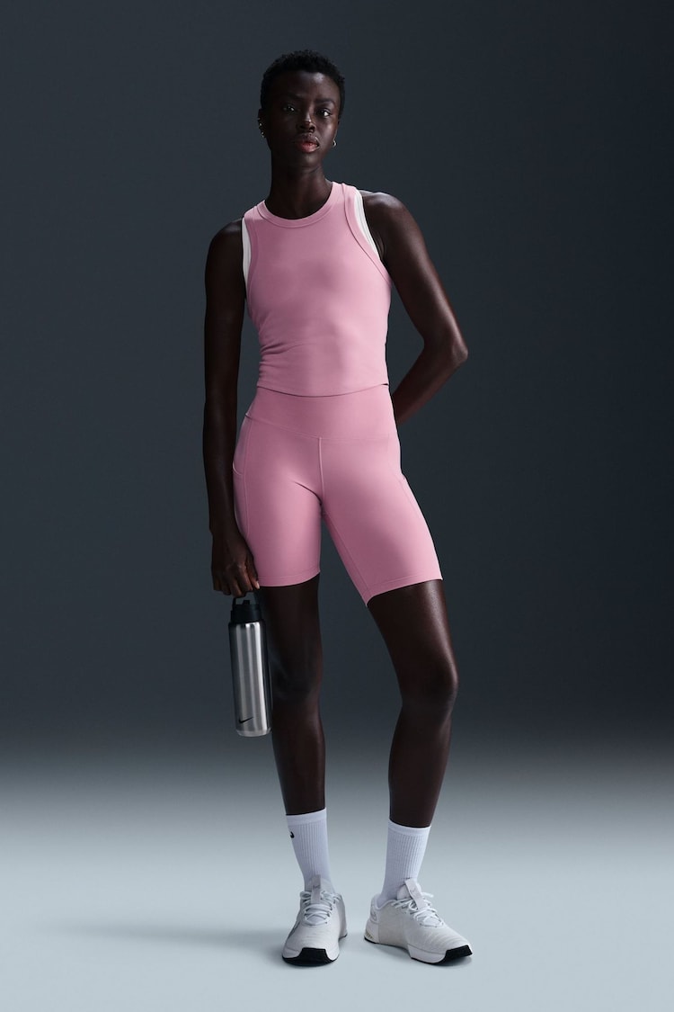 Nike Elemental Pink One High-Waisted Cycling Shorts With Pockets - Image 1 of 1