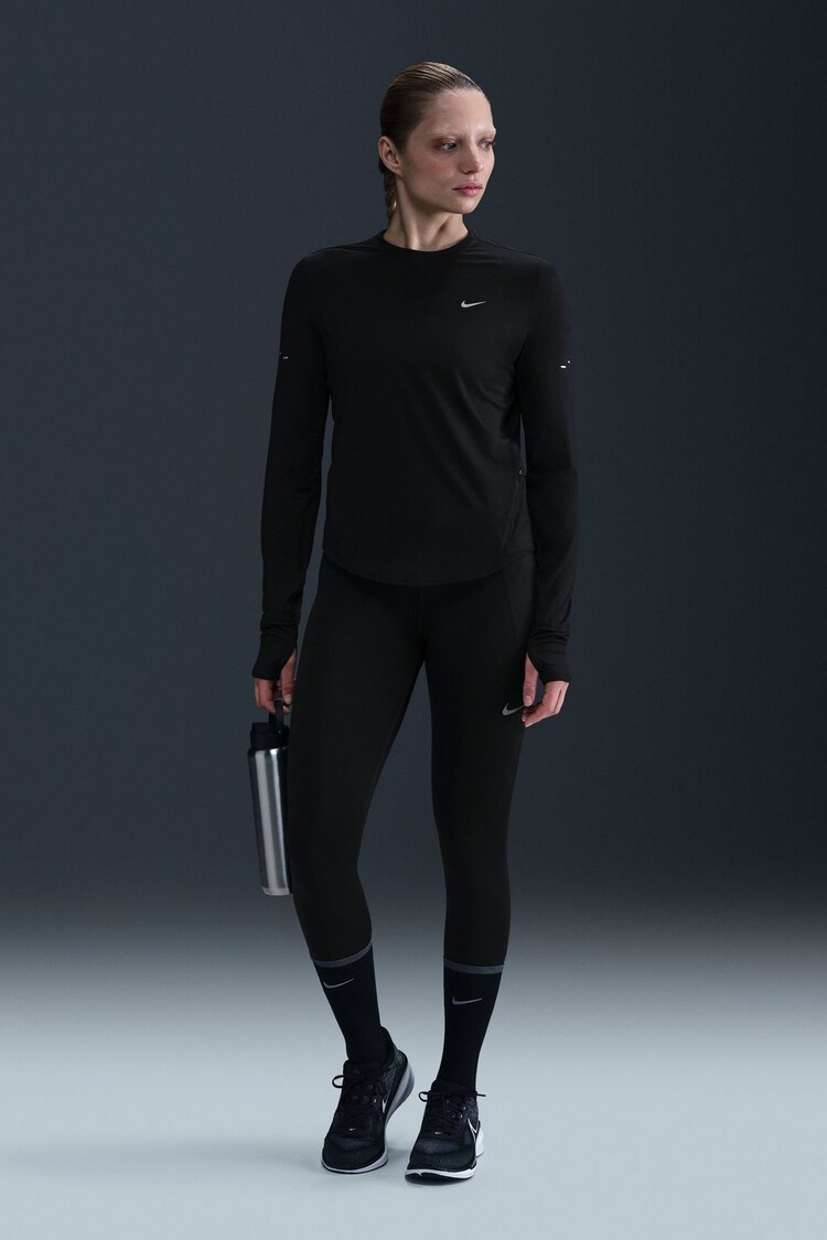 Nike Black Swift Dri-FIT UV Long Sleeve Crew Neck Running Top - Image 1 of 1