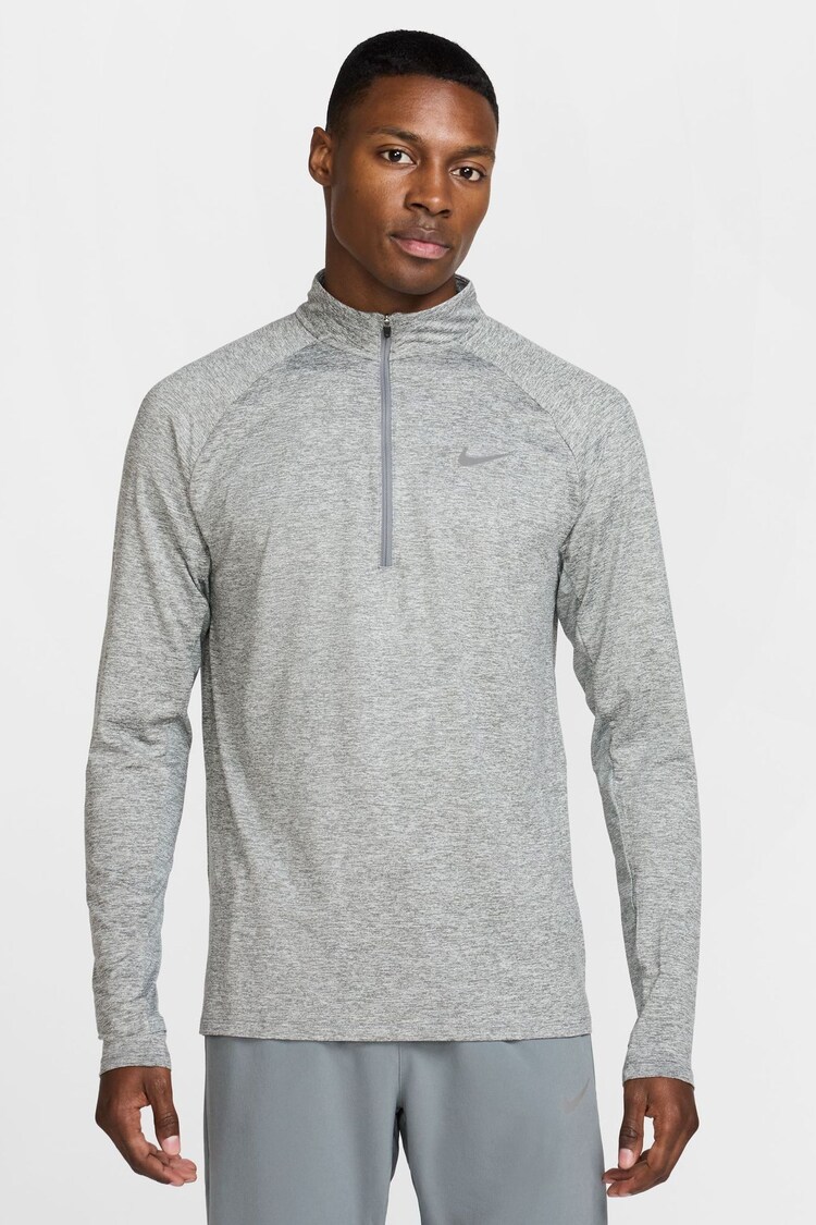 Nike Smoke Grey Dri-FIT Stride Half Zip Midlayer Running Top - Image 1 of 1