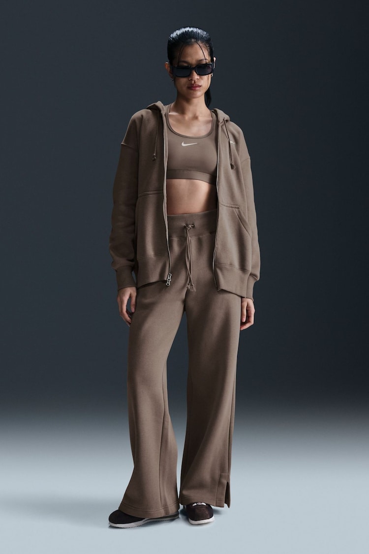 Nike Brown Phoenix Fleece High Waisted Wide Leg Joggers - Image 1 of 1