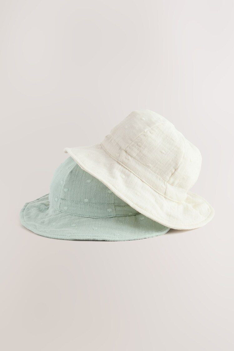 Mint Green/Ecru - Набор из 100% хлопка для малышей из 2 шапочек (0месяцев -2года) - Image 1 of 1