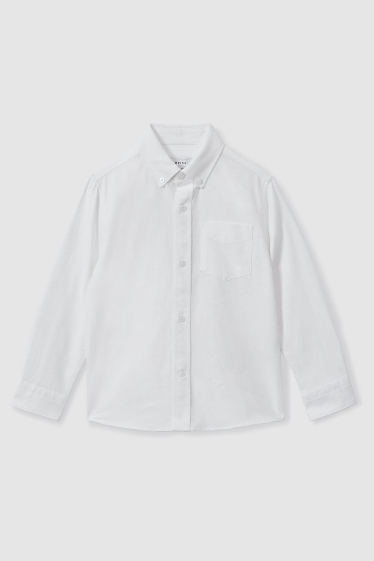 Reiss White Greenwich Button Down Oxford Shirt - Image 1 of 1