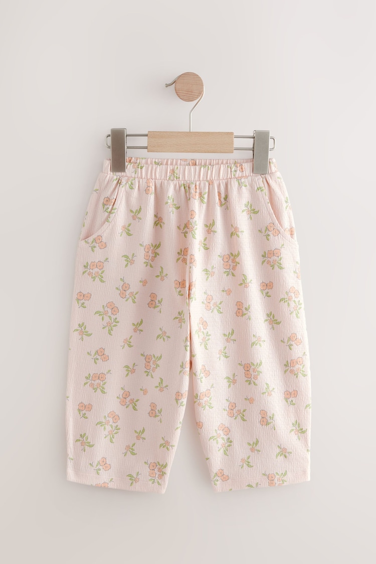 Pink Ditsy Floral Textured Barrel Leg Trousers (3mths-7yrs) - Image 1 of 1