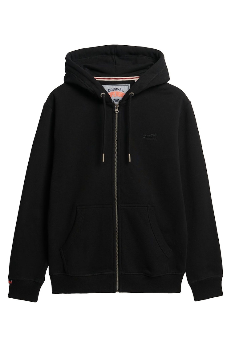 Superdry Black Essential Logo Slim Fit Zip Hoodie - Image 1 of 1