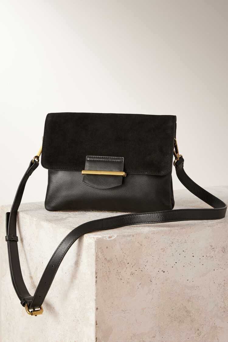 Black Leather Cross-Body Bag - Image 1 of 1