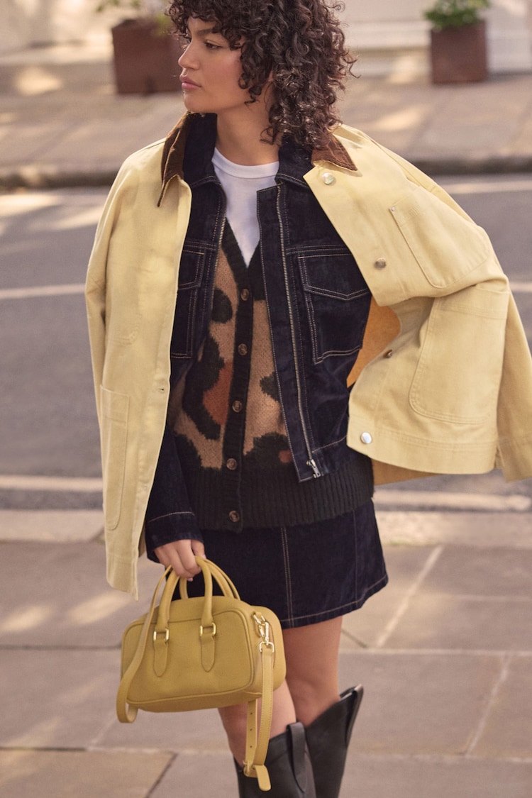 Yellow Leather Mini Bowler Bag - Image 1 of 1