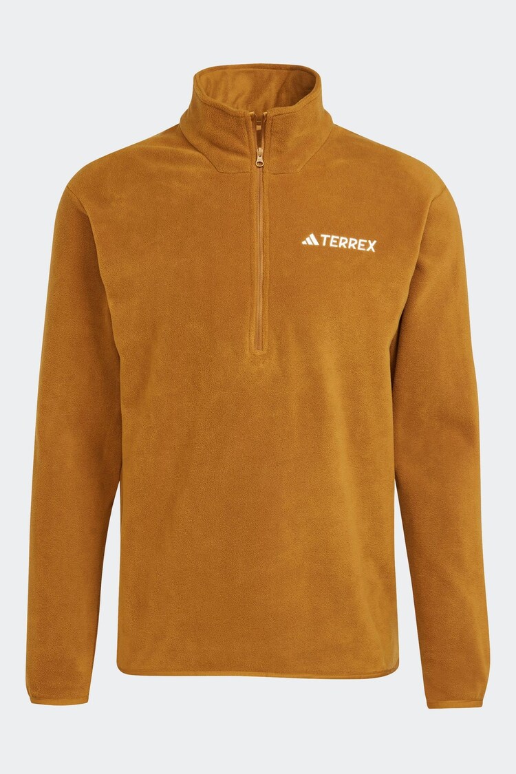adidas Brown Essentials 1/2 Zip Fleece Jacket - Image 1 of 1