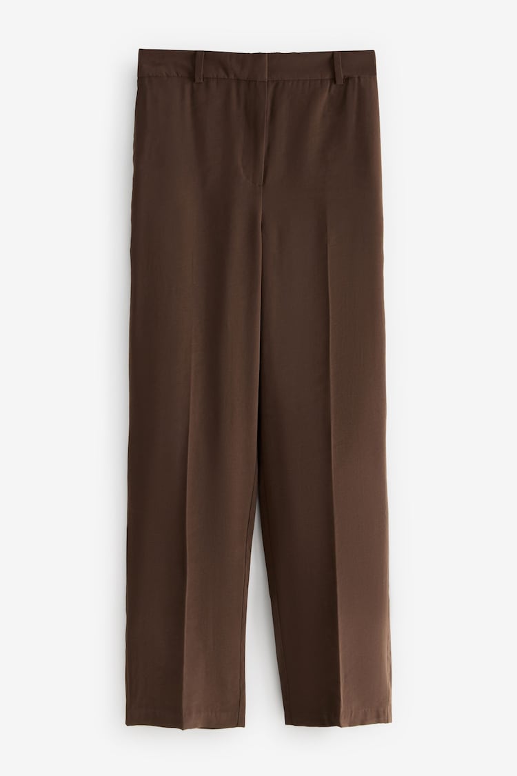 Brown Elastic Back Straight Leg Modal Trousers - Image 1 of 1