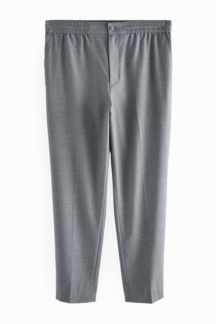 Grau - Elasticated Waist Wool Rich Textured Formal Trousers - Image 1 of 1