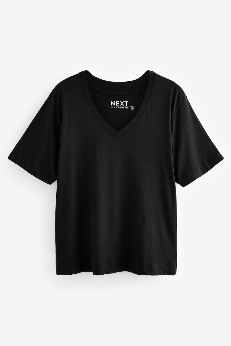 Black Cotton Modal Slouch V-Neck T-Shirt - Image 1 of 1