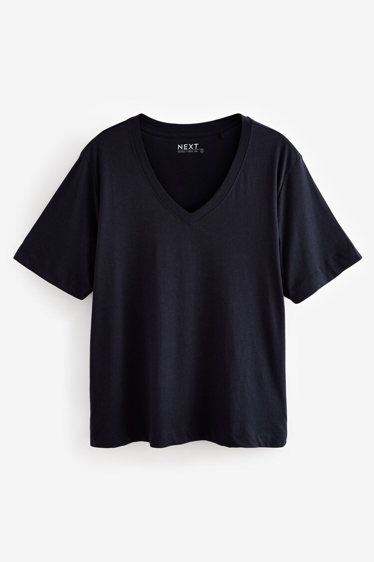 Navy Cotton Modal Slouch V-Neck T-Shirt - Image 1 of 1