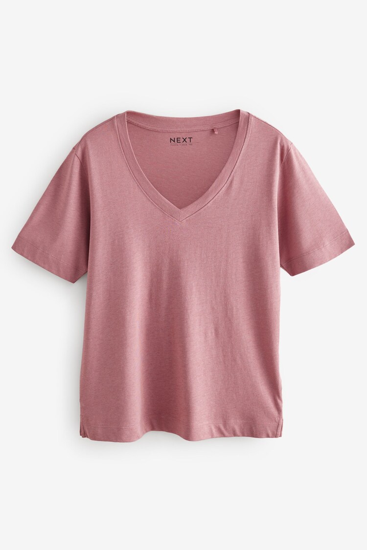 Raspberry Pink Cotton Modal Slouch V-Neck T-Shirt - Image 1 of 1