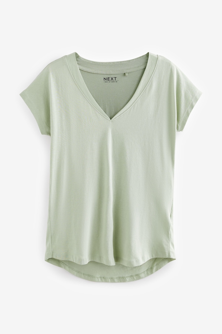 Sage Green V-Neck Cap Sleeve T-Shirt - Image 1 of 1