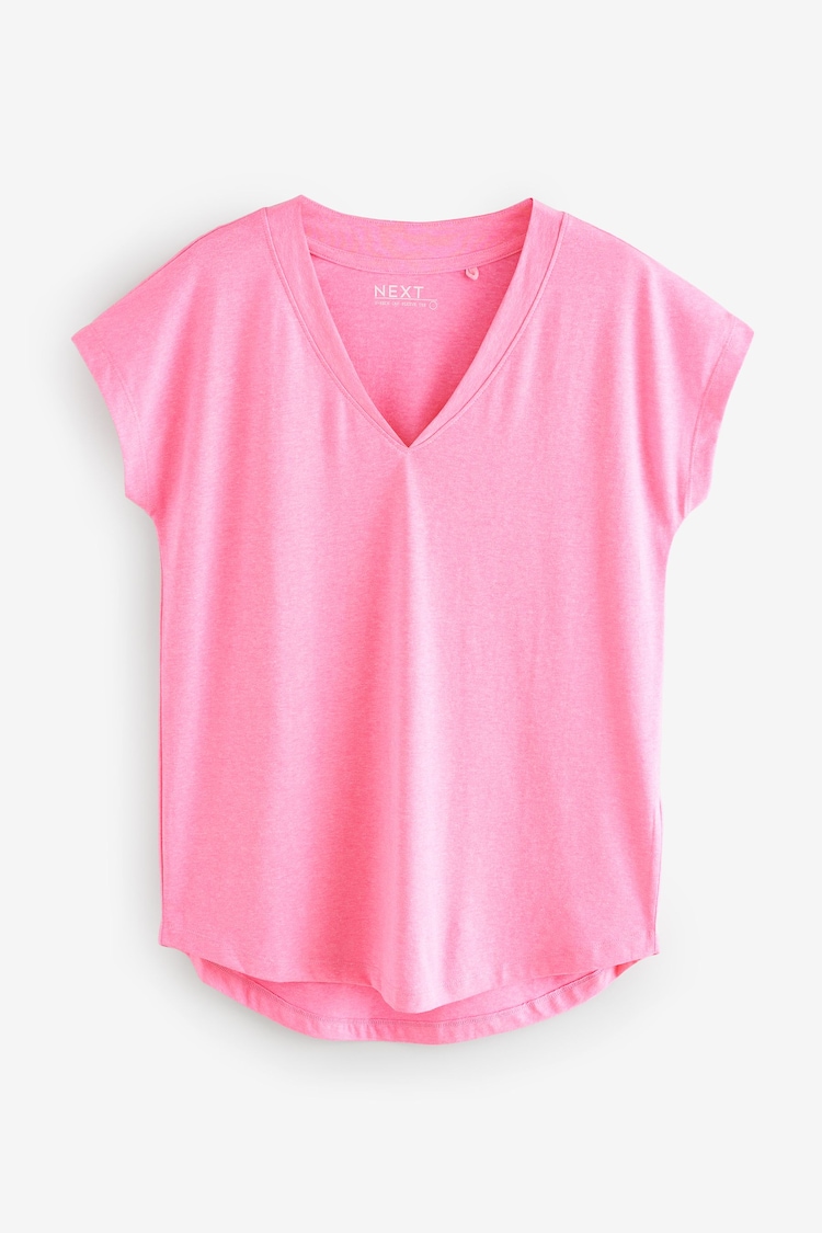 Fluro Pink V-Neck Cap Sleeve T-Shirt - Image 1 of 1