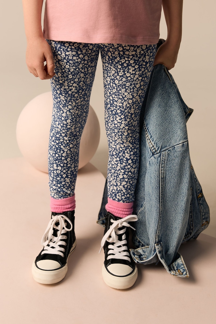 Blue Ditsy Flower Printed Leggings (3-16yrs) - Image 1 of 1