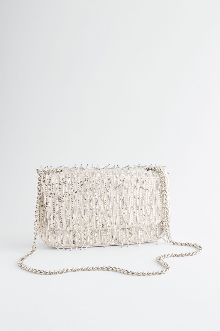 Silver Beaded Shoulder Bag - Image 1 of 1