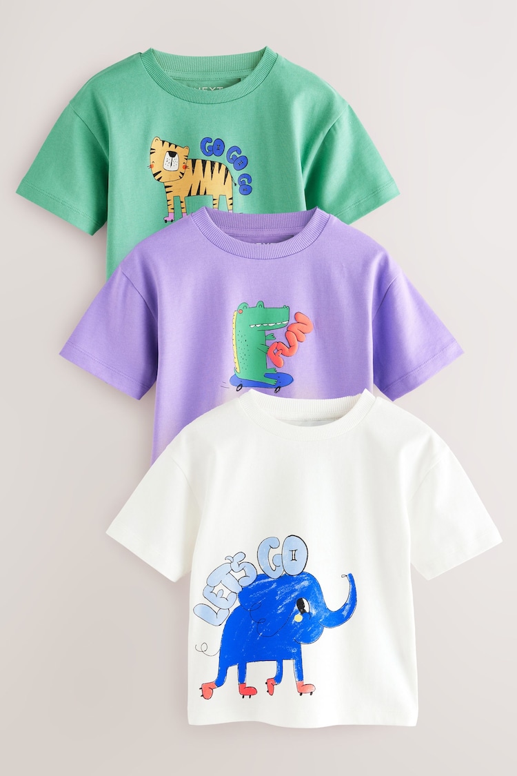 Večbarvne živali - kratek rokav; s kratkimi rokavi majica 3 Pack (3mths-7yrs) - Slika 1 iz 1 Večbarvne živali - kratek rokav; s kratkimi rokavi majica 3 Pack (3mths-7yrs) - Slika 1 iz 1