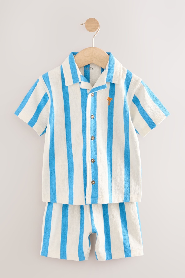Blue/White Stripe Short Sleeve Shirt & Shorts Set (3mths-7yrs) - Image 1 of 1