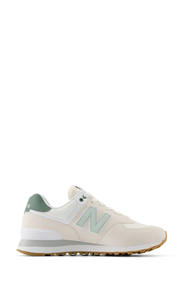 Белый/зеленый - Женские кроссовки New Balance 574 - Image 1 of 1