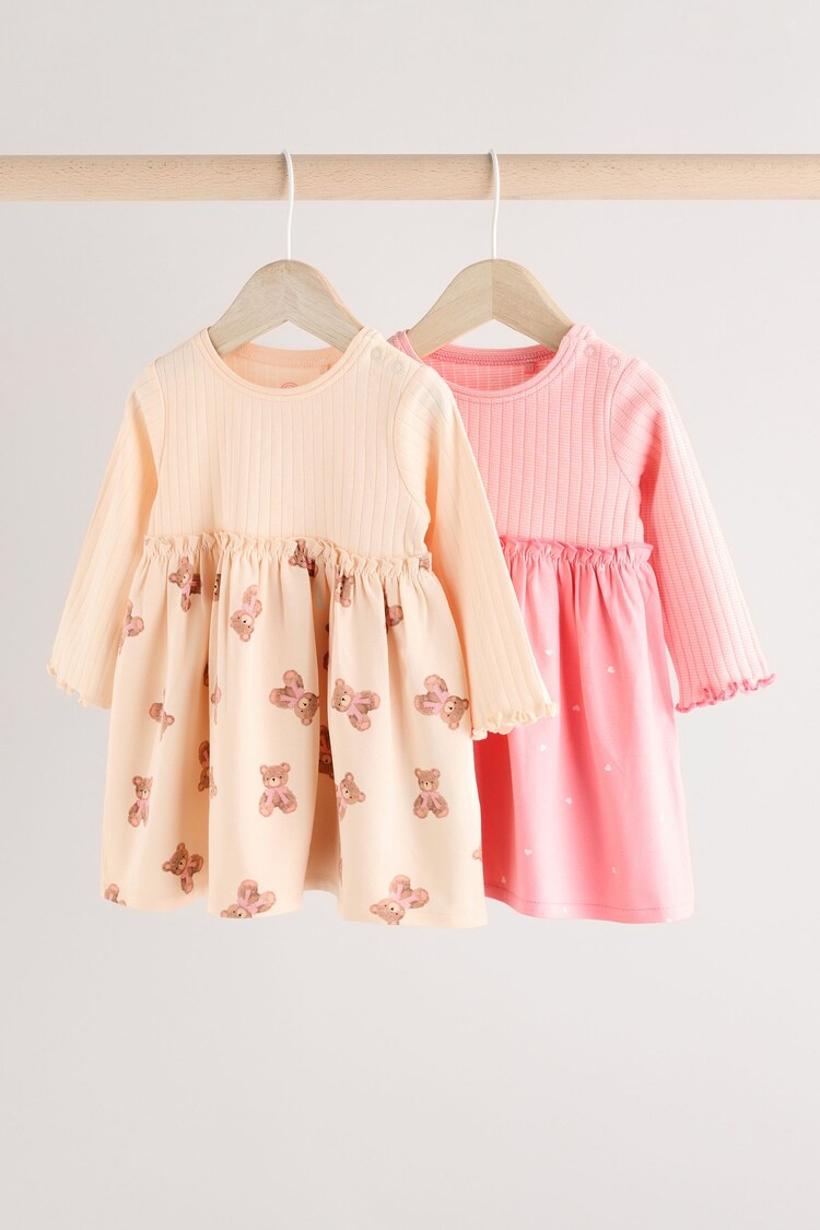 Rosa/Weißer Bären-Print - Baby Cotton Jersey Dresses 2 Pack (0mths-2yrs) - Bild 1 von 1 Rosa/Weißer Bären-Print - Baby Cotton Jersey Dresses 2 Pack (0mths-2yrs) - Bild 1 von 1