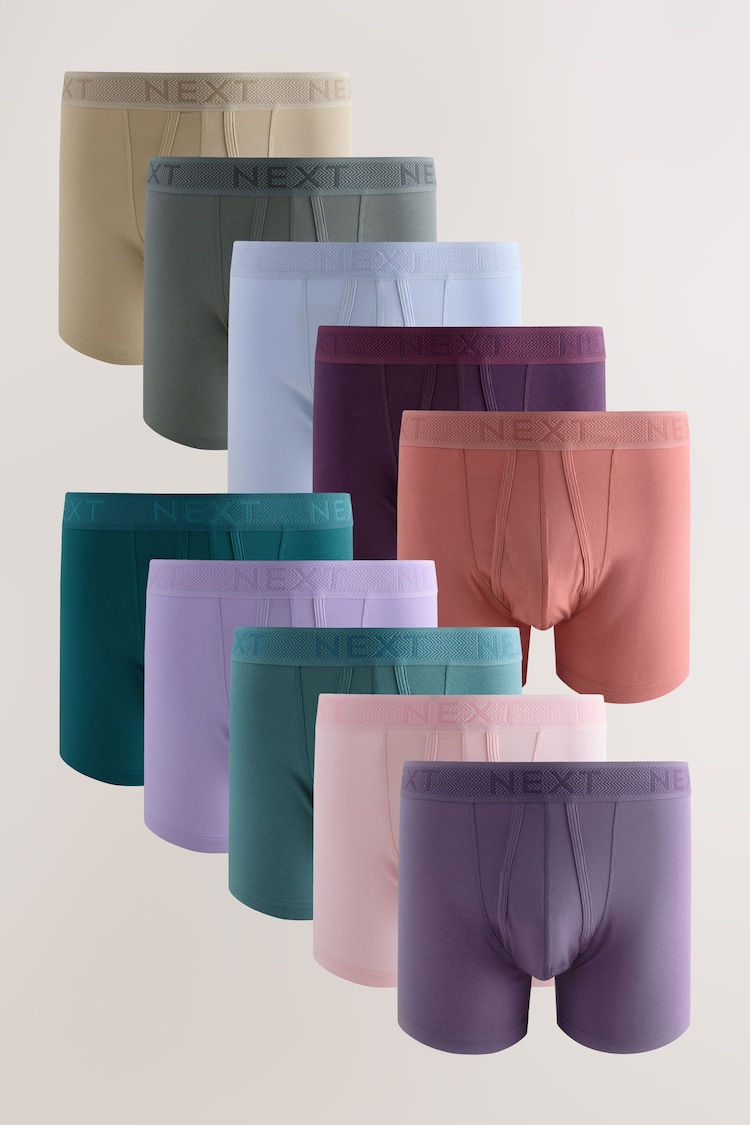 Pink/Purple/Blue/Teal 10 pack A-Front Boxers - Image 1 of 1