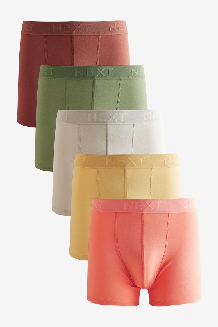 Green/Orange/Yellow Cotton Rich Trunk Boxers 5 Pack - Image 1 of 1