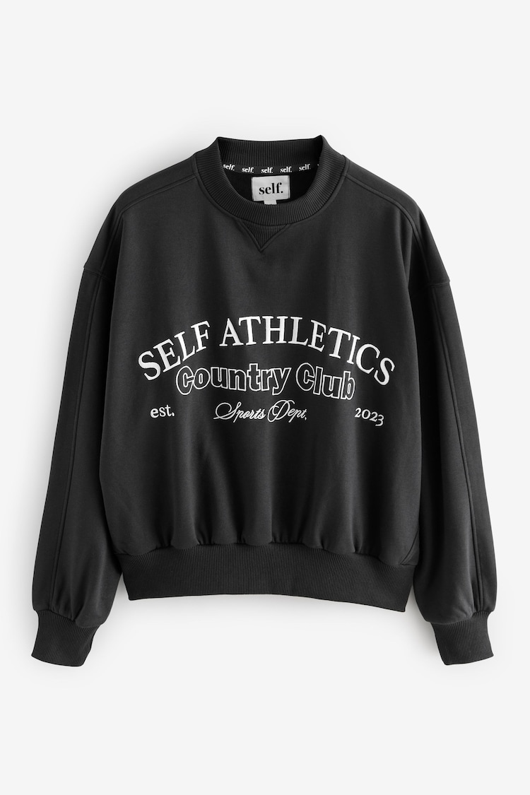 self. Black Crew Neck Sweat Top - Image 1 of 1