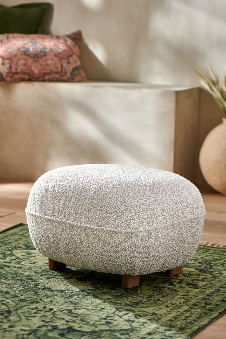 French Connection Cream Loop Boucle Jaivik Footstool - Image 1 of 1