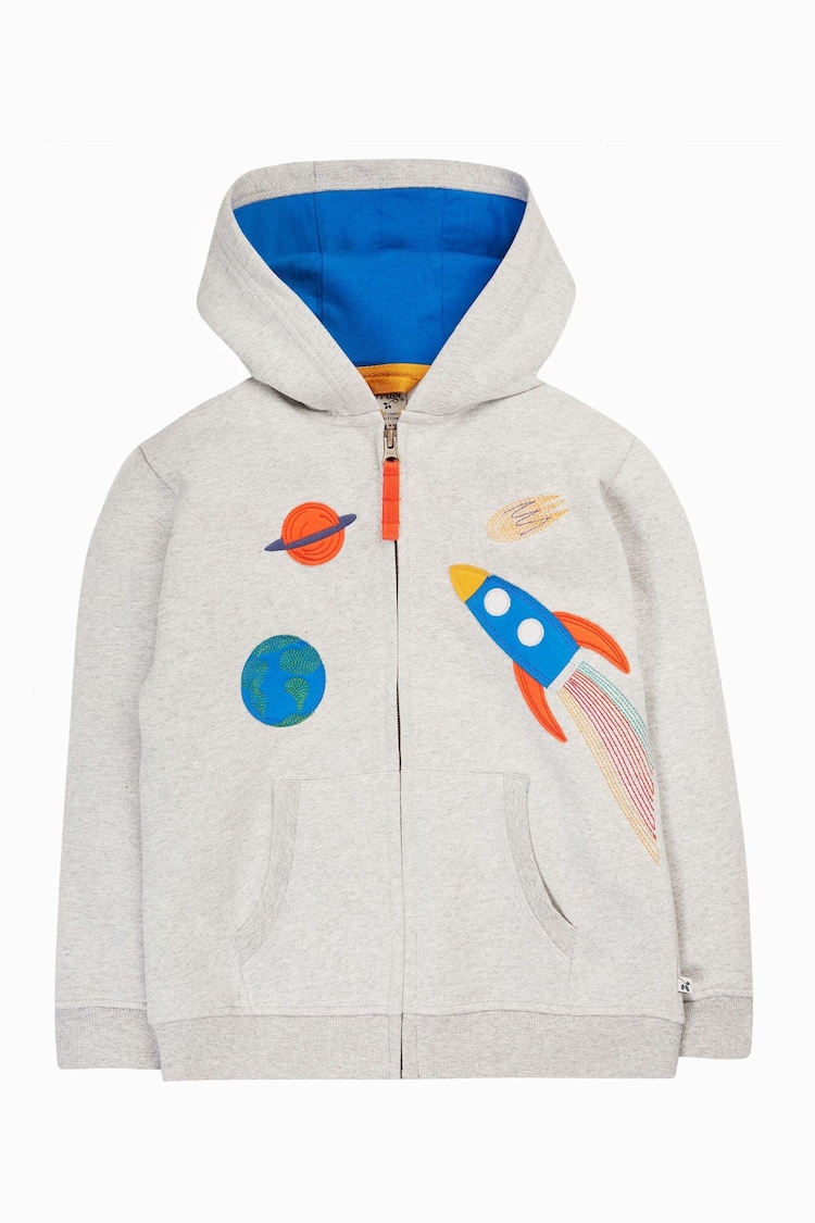 Frugi Boys Grey Space Rocket Marl Hoodie - Image 1 of 1