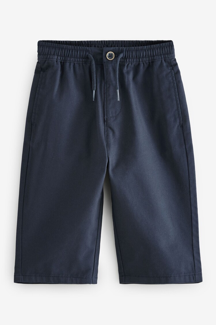 Navy Wide Leg 100% Cotton Chino Trousers with Elasticated Waist (3mths-7yrs) - Image 1 of 1