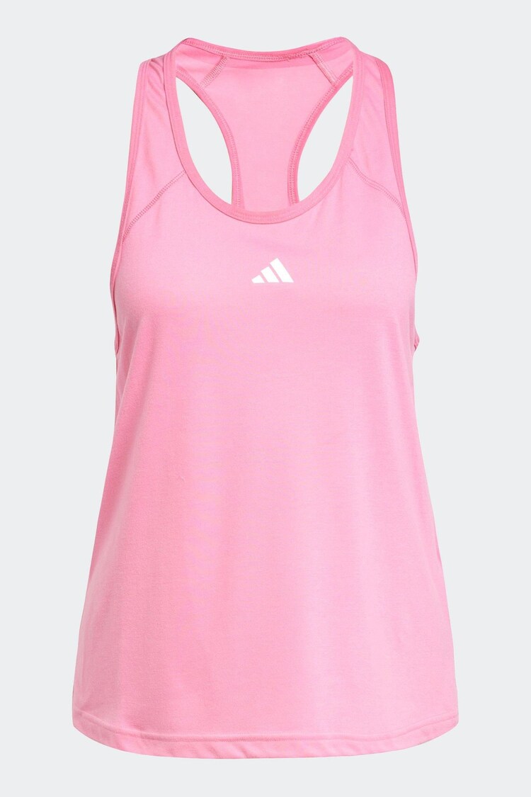 adidas Pink Train Essentials Minimal Branding Racerback Tank Top - Image 1 of 1