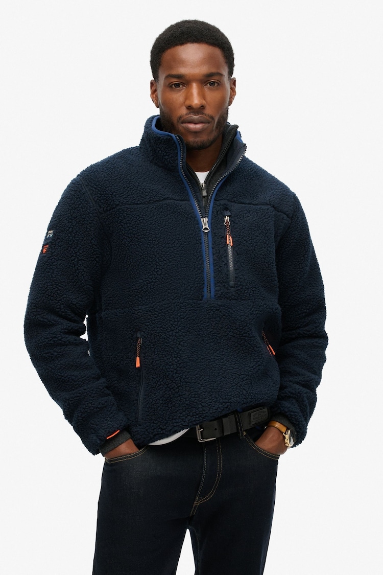 Синий - Флисовая кофта свободного кроя Superdry Outdoor Half Zip - Image 1 of 1