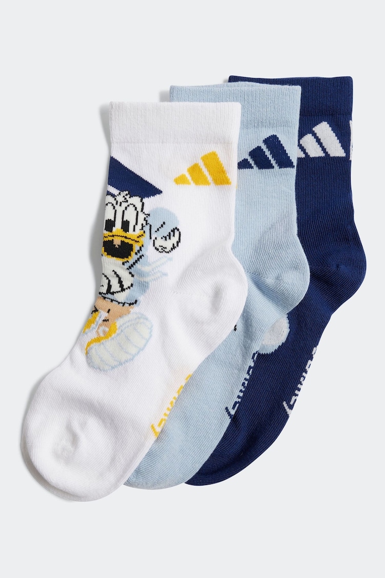 adidas Blue/White Kids Little Disney Mickey Mouse Socks 3 Pack - Image 1 of 1