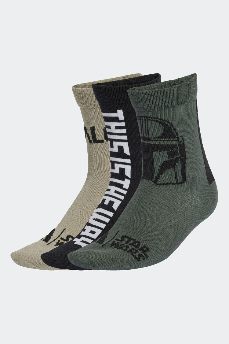 adidas Black Kids Star Wars Mandalorian Socks 3 Pack - Image 1 of 1