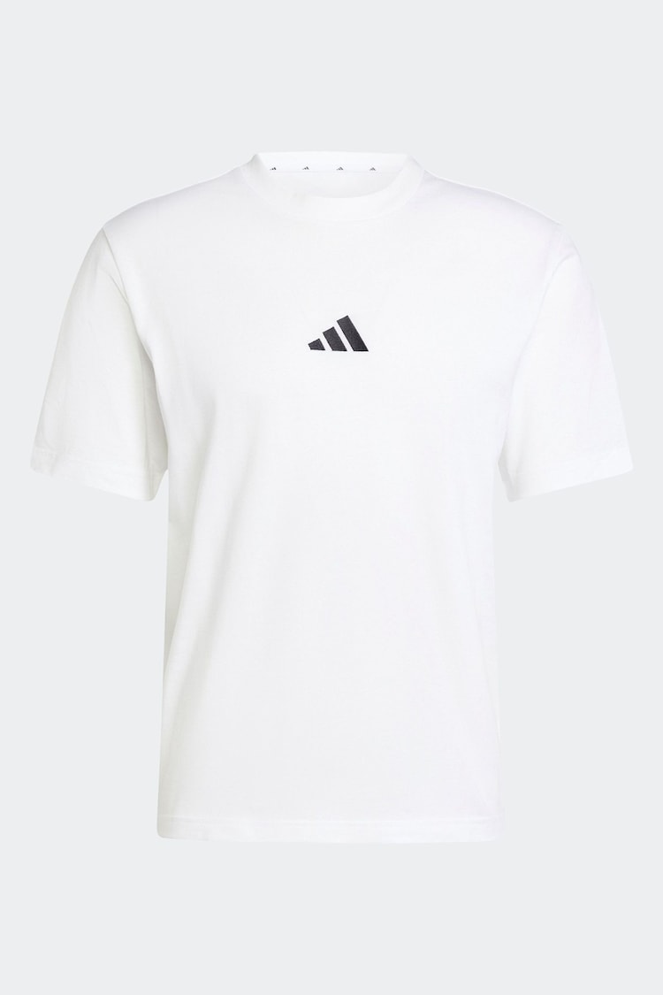 adidas White Essentials Small Logo Single 100% Cotton Jersey T-Shirt - Image 1 of 1