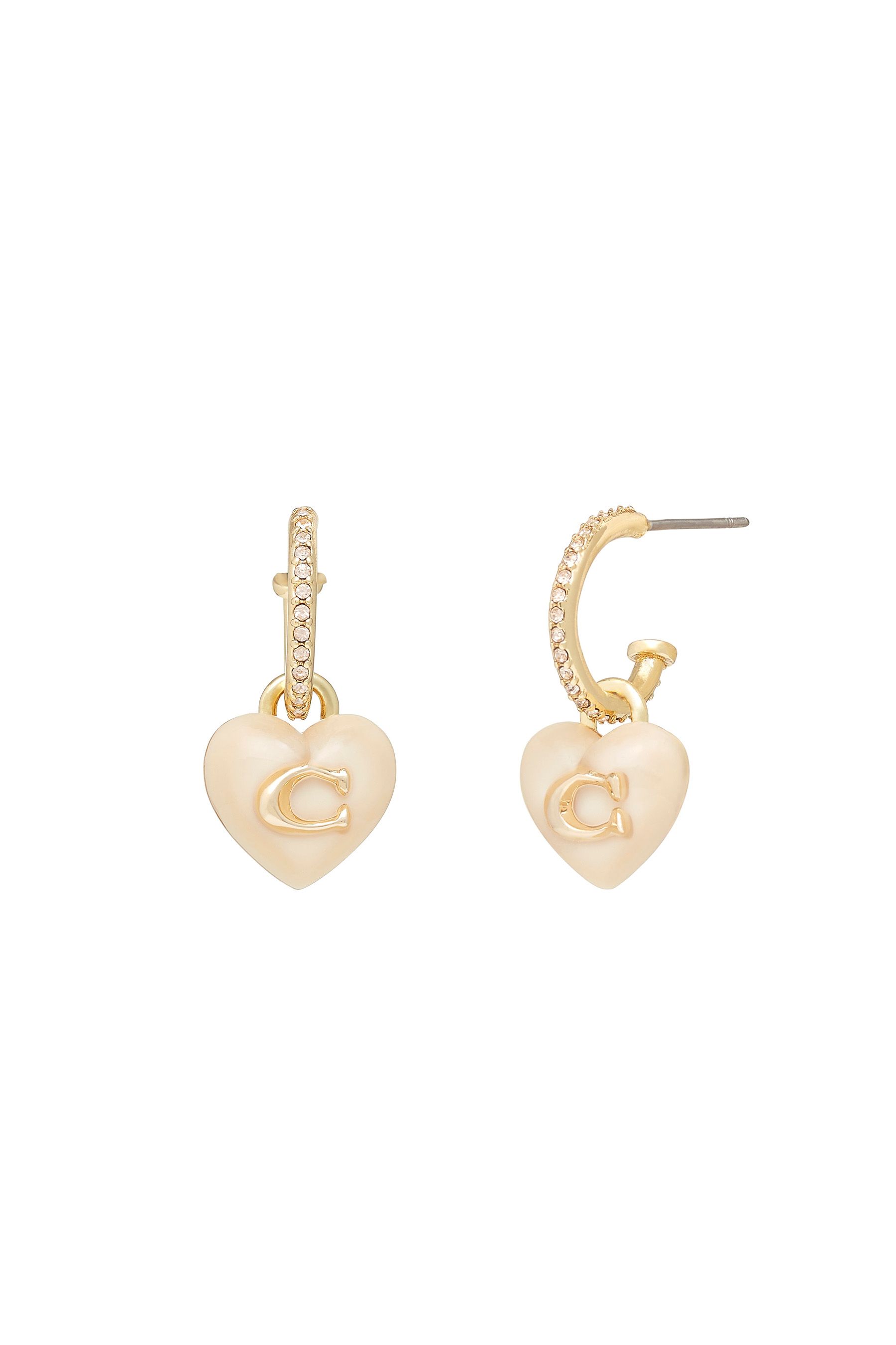 Coach pave signature huggie earrings sale