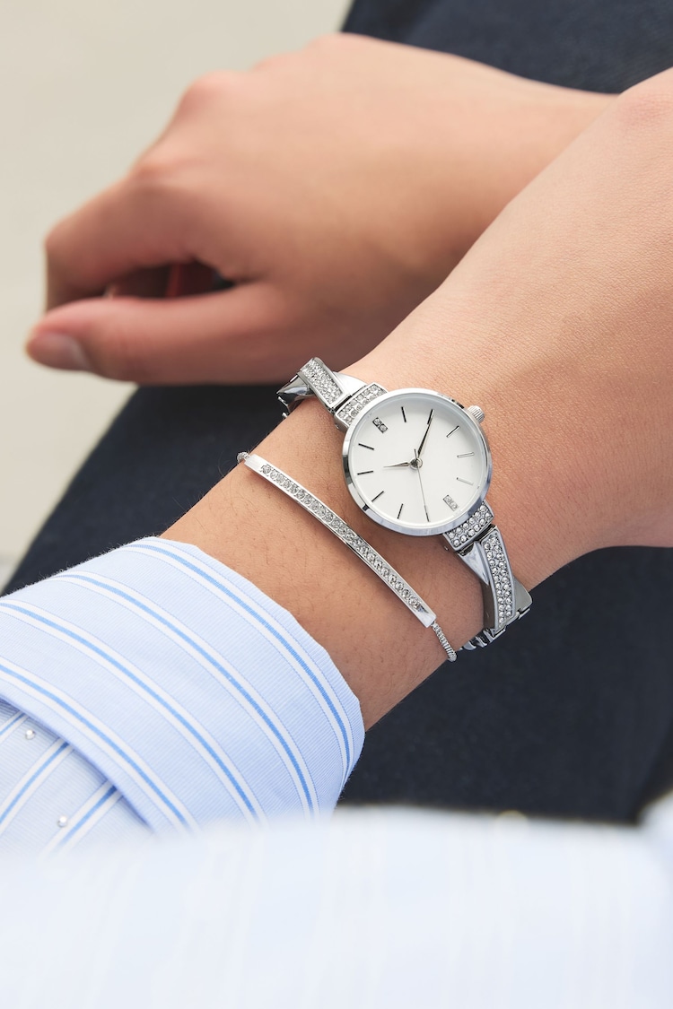 Silver Sparkle Bracelet Watch Set - Image 1 of 1