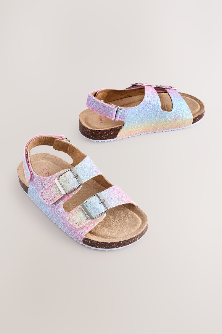 Multi Glitter Standard Fit (F) Corkbed Double Two Strap Sandals - Image 1 of 1
