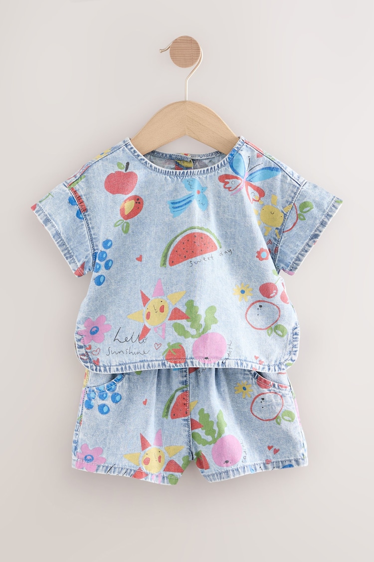 Denim 100% Cotton Top and Shorts Set (3mths-7yrs) - Image 1 of 1