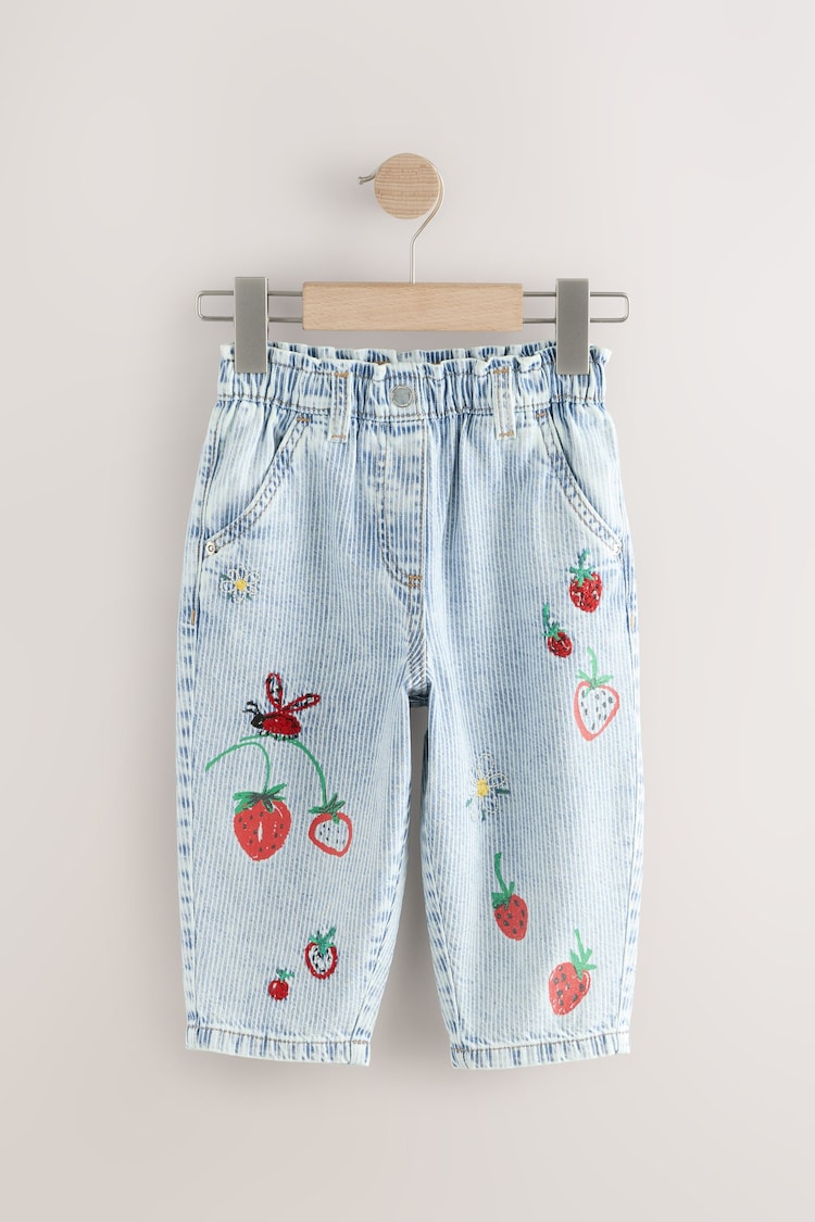Denim Stripe Strawberry 100% Cotton Jeans (3mths-7yrs) - Image 1 of 1