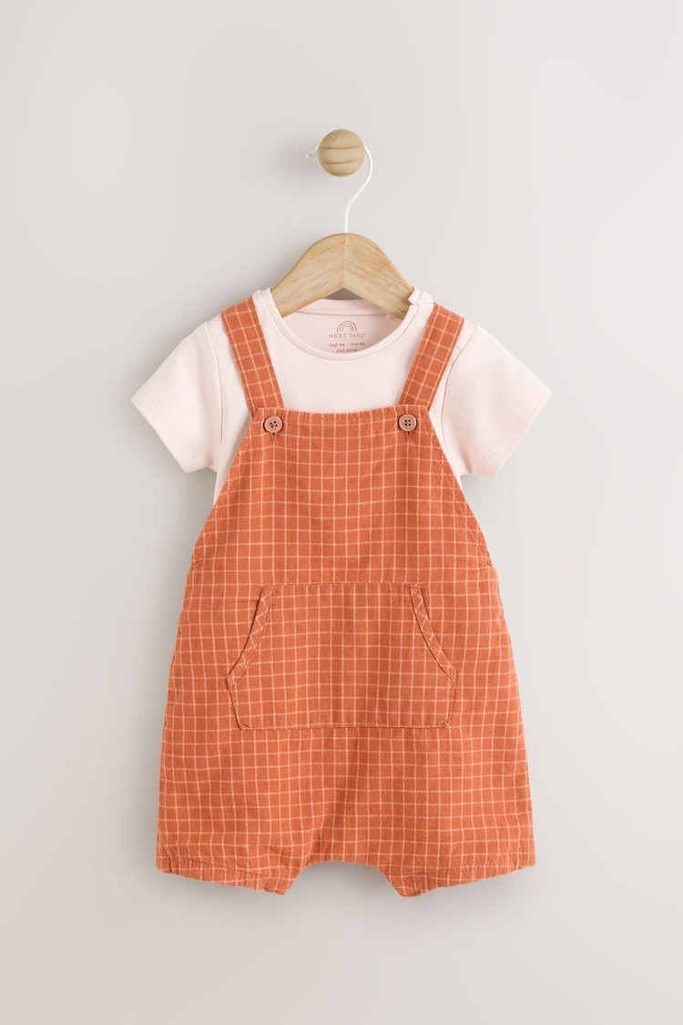Rust Brown Baby Woven Dungaree and Bodysuit Set (0mths-2yrs) - Image 1 of 1