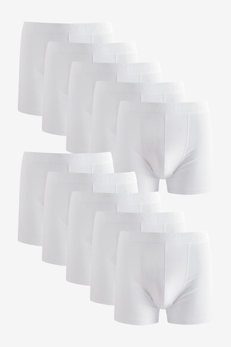 White Rich Trunk Boxers 10 Pack - Image 1 of 1