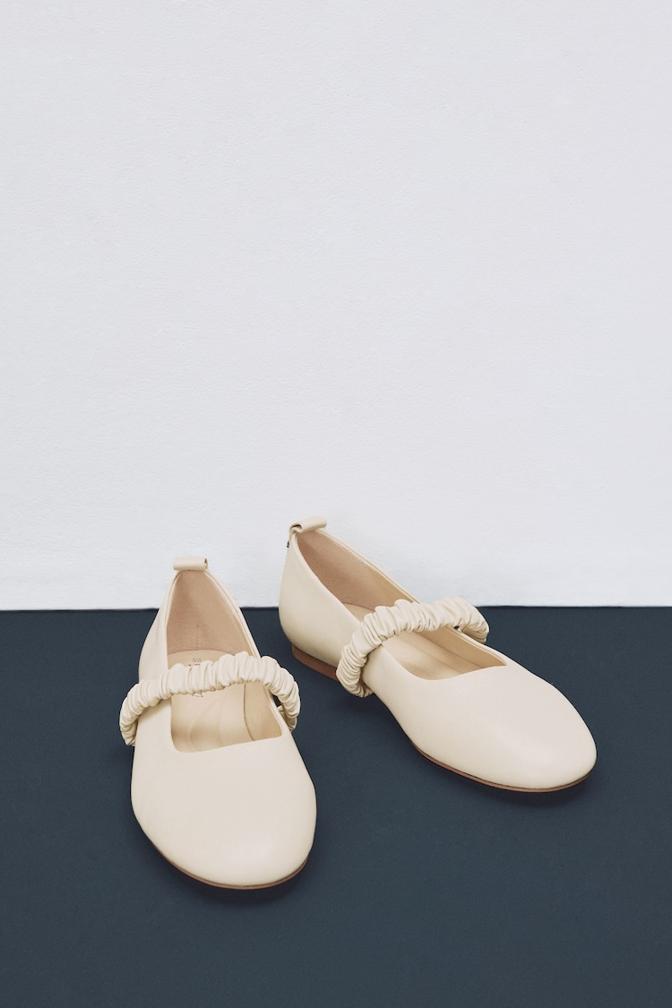 Bone Standard Fit Forever Comfort® Premium Leather With Motionflex Ruched Mary Jane Shoes - Image 1 of 1